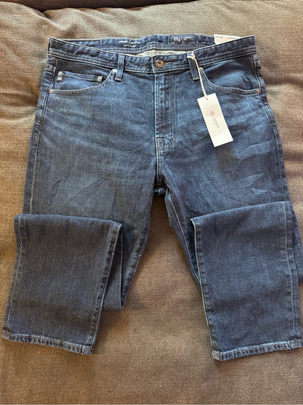 Ag Adriano Goldschmied Men’s Slim Straight Jeans in Dark Blue